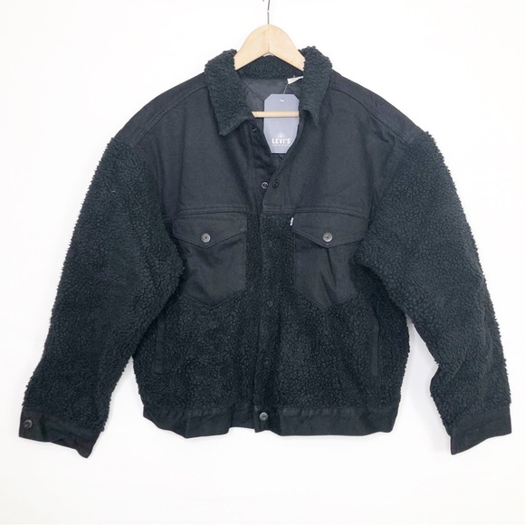 LEVI’S black denim Sherpa trucker jacket - Picture 14 of 14